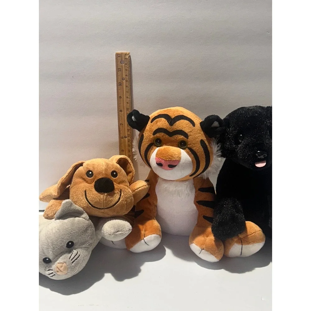 4 Melissa & Doug Plush Animal Lot Tiger Black Lab Dog Puppy Kitten Stuffed Toys